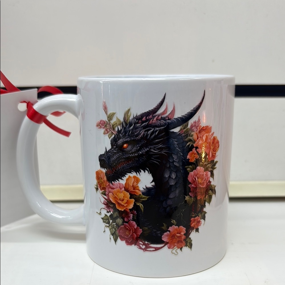 Dragon Design White Ceramic Mug